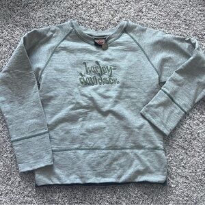 2002 Y2K vintage Harley Davidson grey green sweater